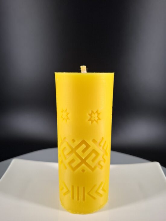 Laimes bišu vaska svece – Auseklis, Zalktis un Laimas zīme (Nr:119)